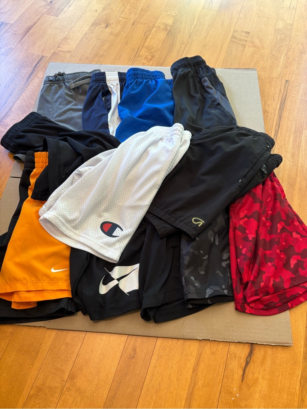 13 pair of boys Nike, Champion, Abercrombie, Gap shorts